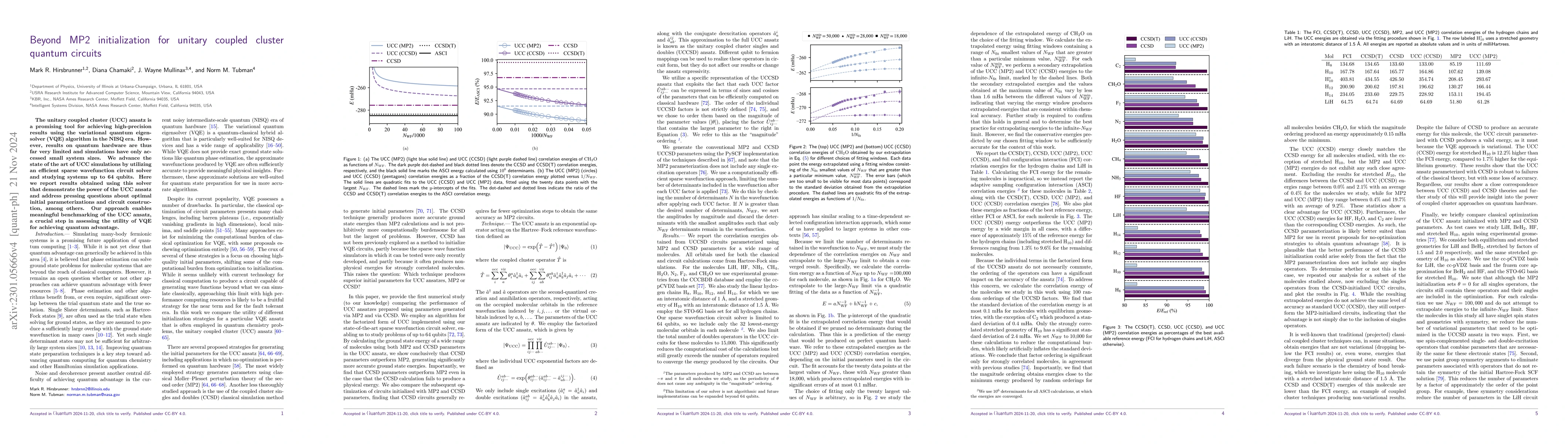 Thumbnail for Beyond MP2 initialization for unitary coupled cluster quantum circuits