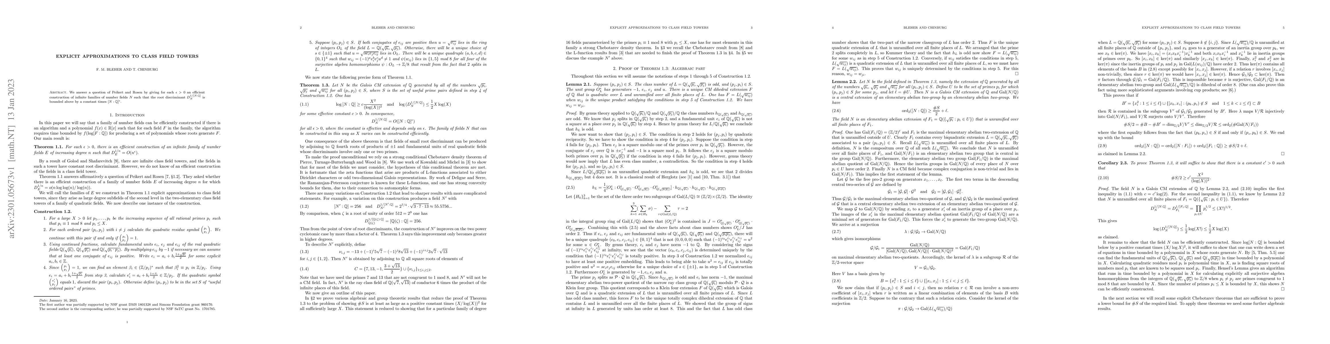 Thumbnail for Explicit Approximations to Class Field Towers