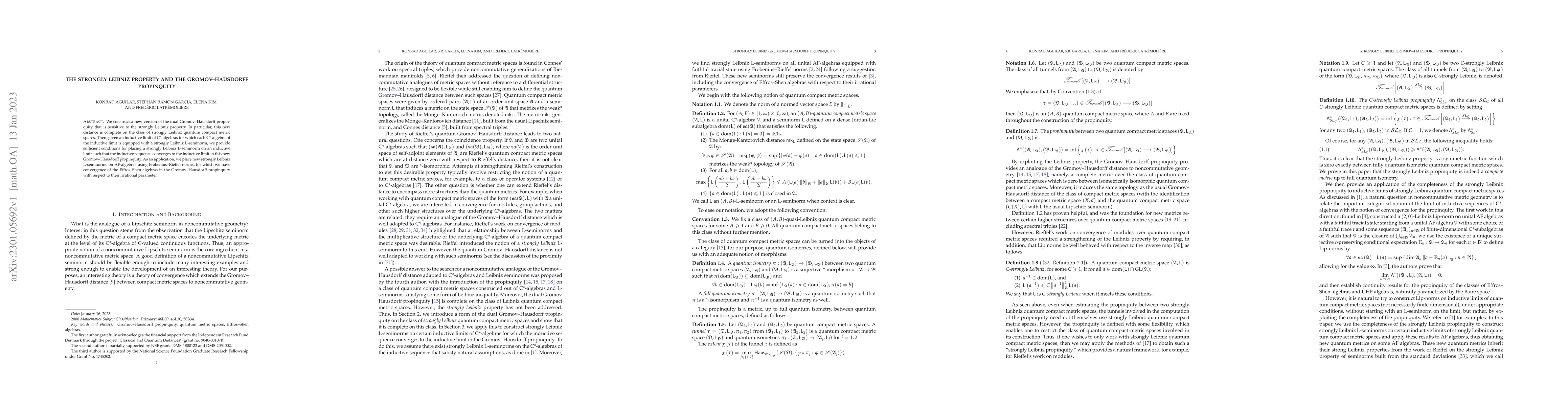 Thumbnail for The strongly Leibniz property and the Gromov--Hausdorff propinquity