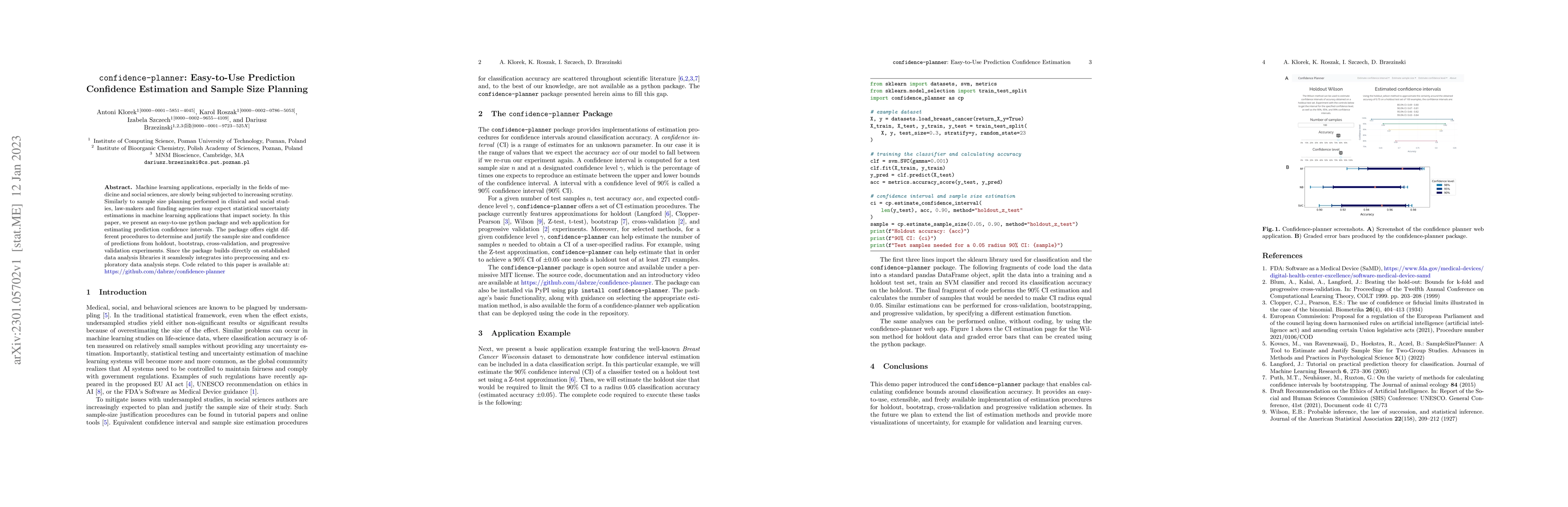 Thumbnail for confidence-planner: Easy-to-Use Prediction Confidence Estimation and
  Sample Size Planning