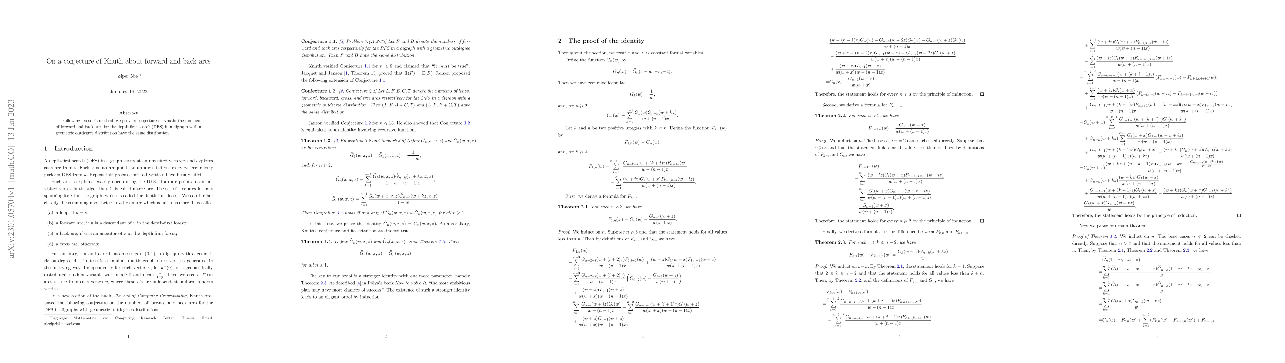Thumbnail for On a conjecture of Knuth about forward and back arcs