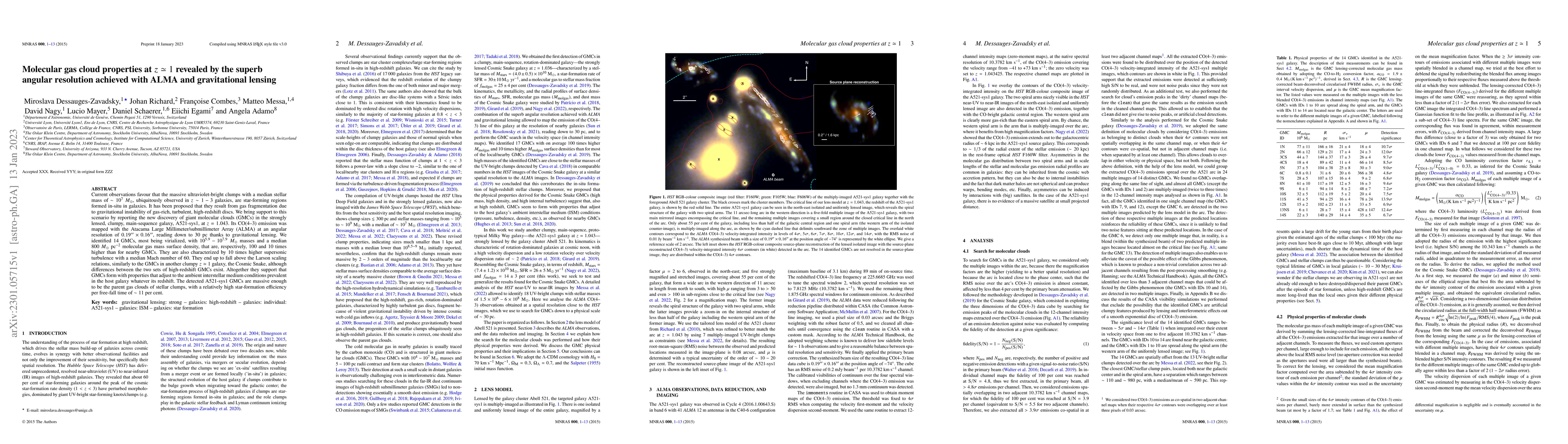 Thumbnail for Molecular gas cloud properties at $z\simeq 1$ revealed by the superb
  angular resolution achieved with ALMA and gravitational lensing