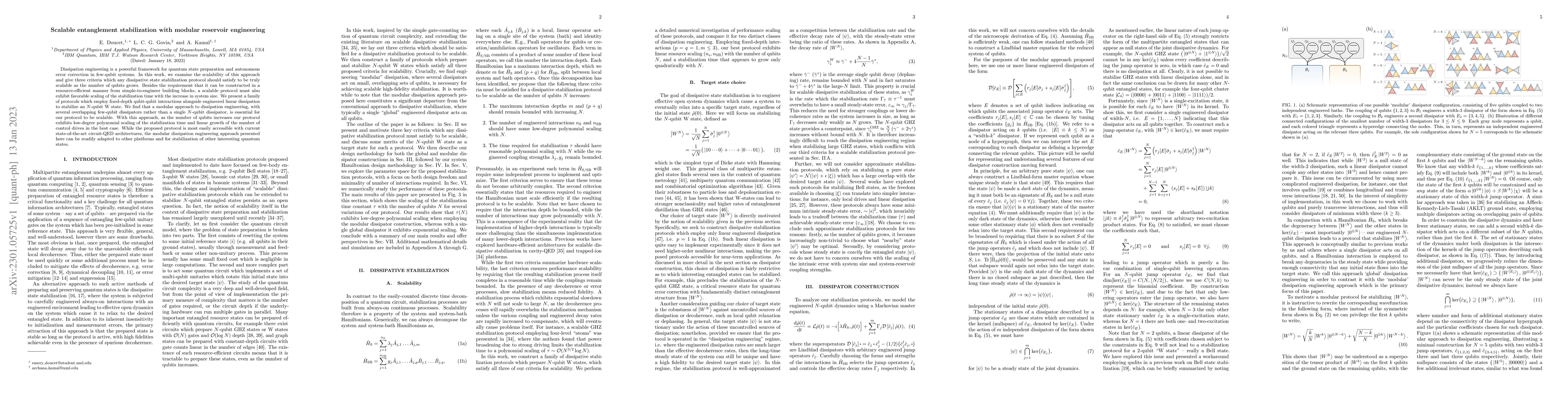 Thumbnail for Scalable entanglement stabilization with modular reservoir engineering
