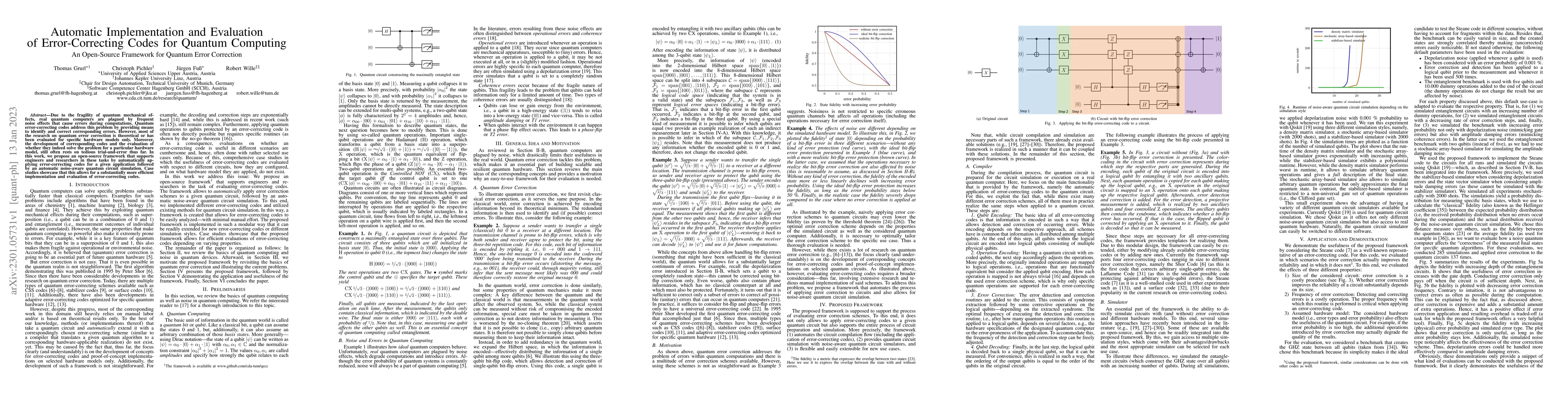 Thumbnail for Automatic Implementation and Evaluation of Error-Correcting Codes for
  Quantum Computing: An Open-Source Framework for Quantum Error Correction