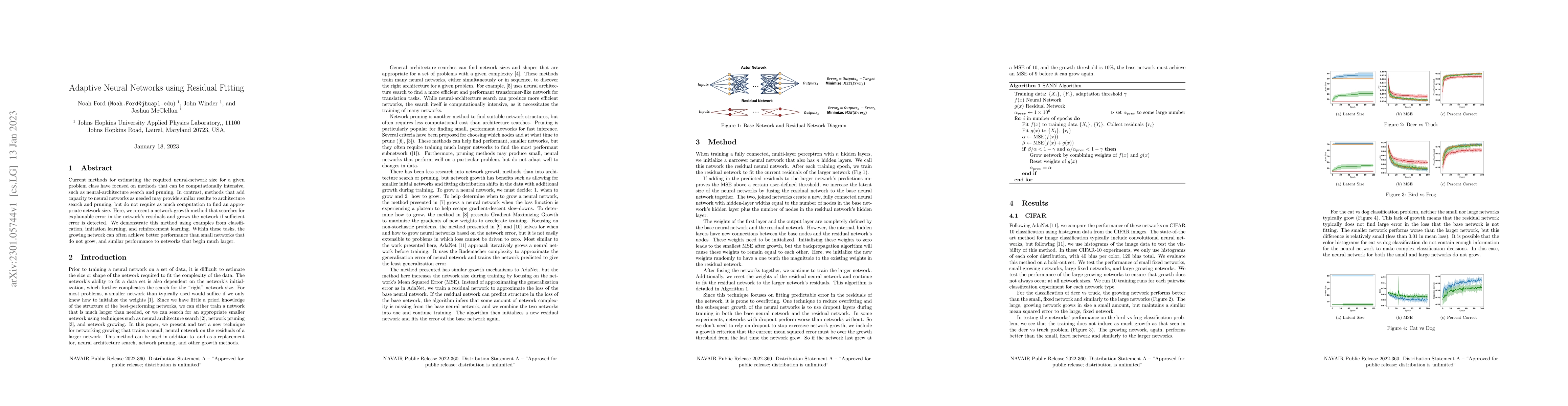Thumbnail for Adaptive Neural Networks Using Residual Fitting