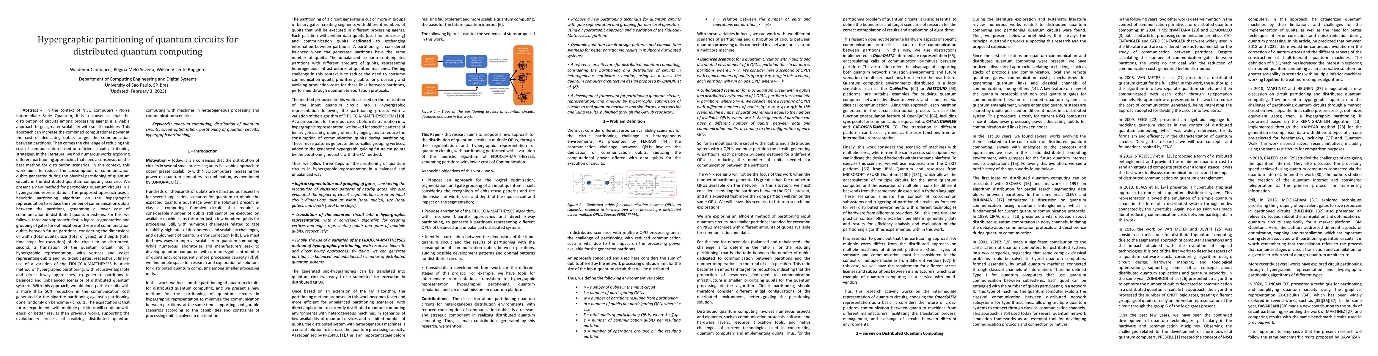 Thumbnail for Hypergraphic partitioning of quantum circuits for distributed quantum
  computing
