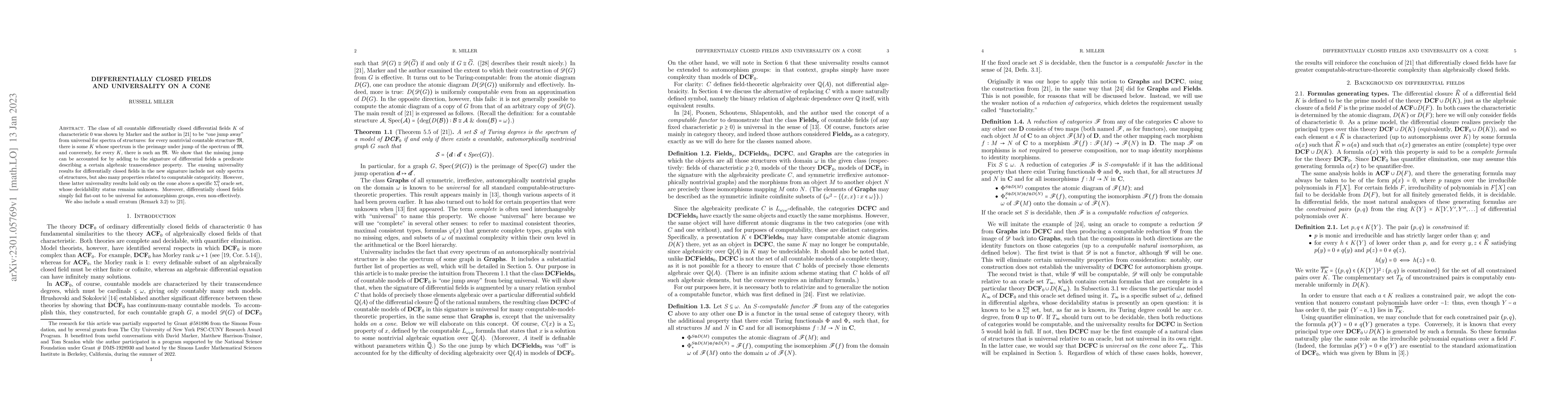 Thumbnail for Differentially closed fields and universality on a cone