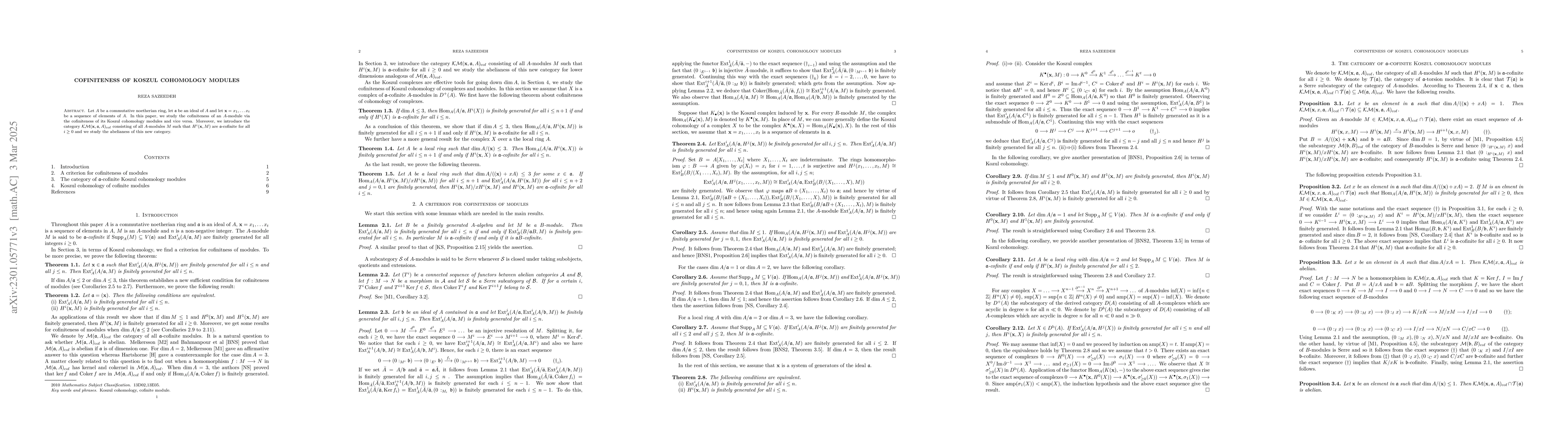 Thumbnail for Cofiniteness of Koszul cohomology modules