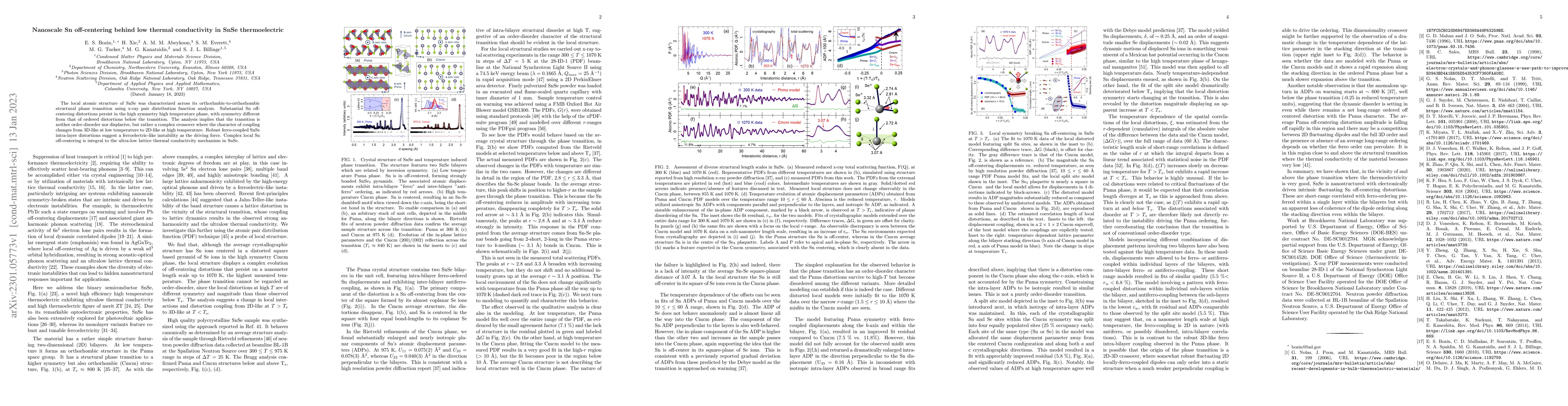 Thumbnail for Nanoscale Sn off-centering behind low thermal conductivity in SnSe
  thermoelectric