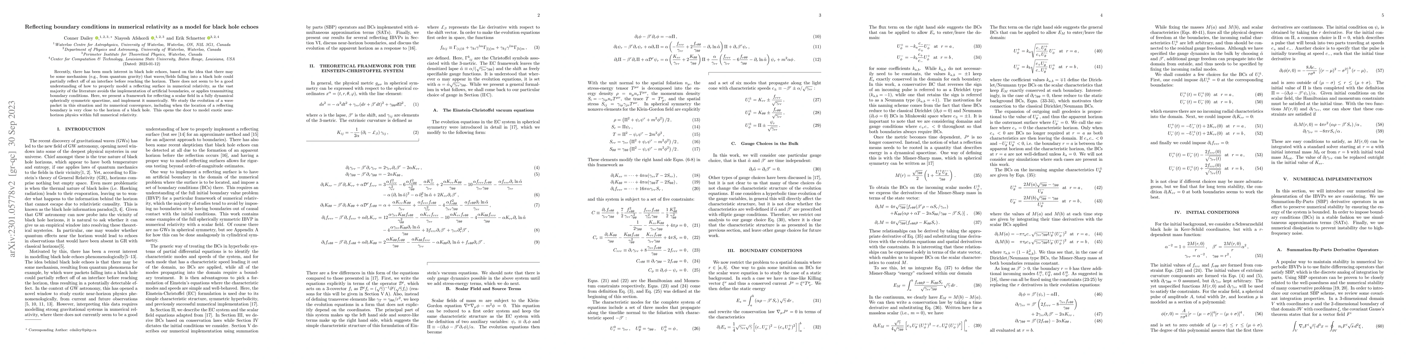 Thumbnail for Reflecting boundary conditions in numerical relativity as a model for
  black hole echoes
