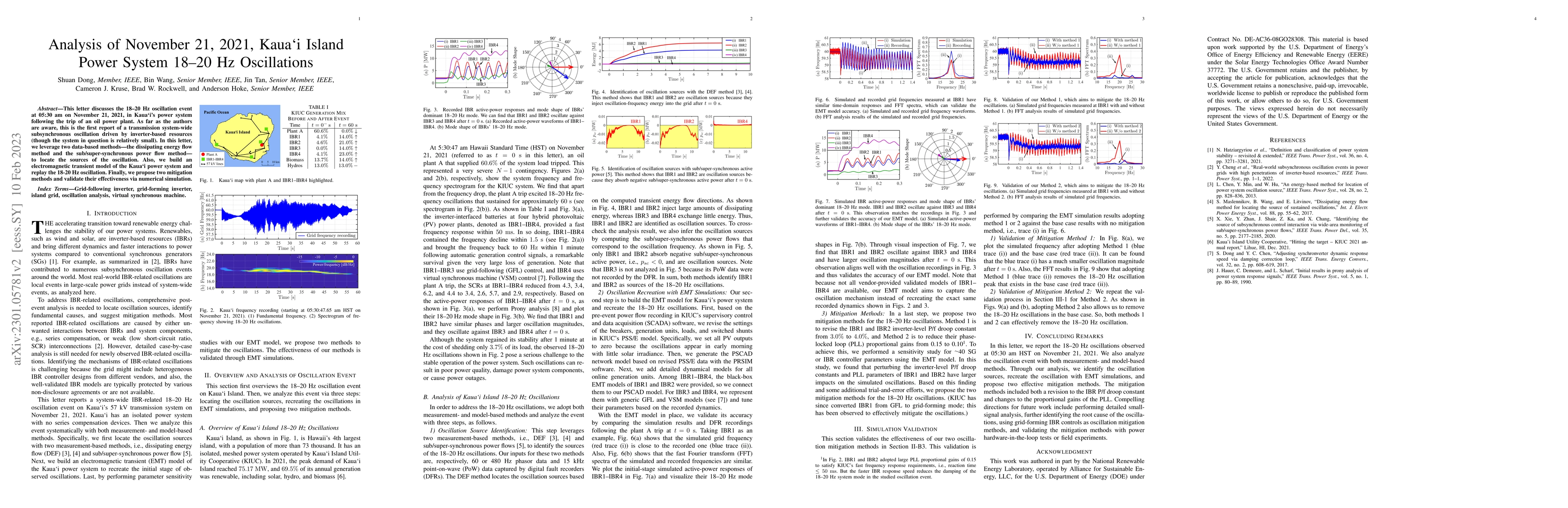 Thumbnail for Analysis of November 21, 2021, Kaua`i Island Power System 18-20 Hz
  Oscillations