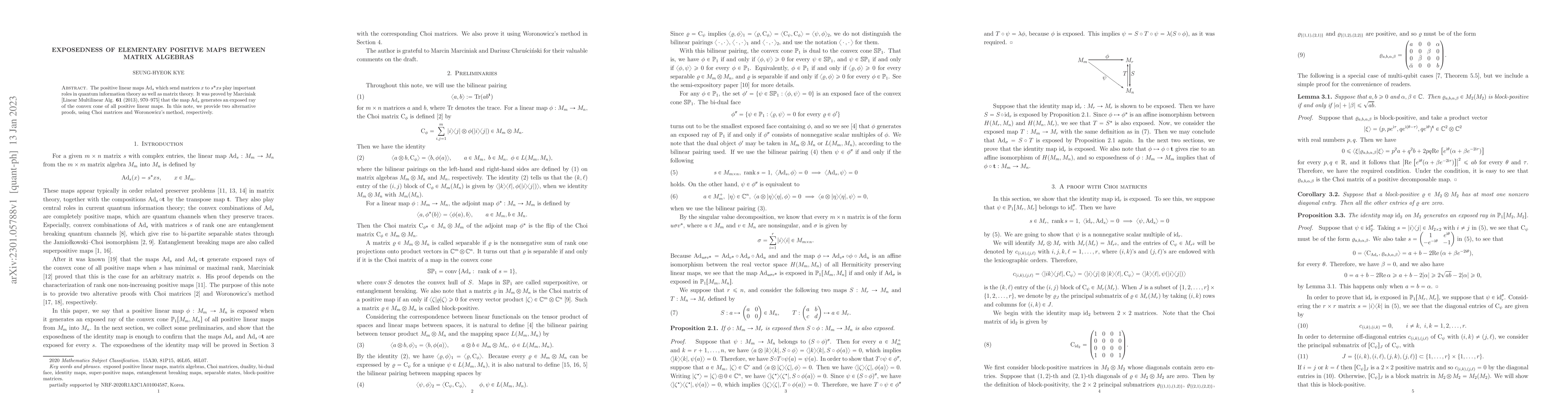 Thumbnail for Exposedness of elementary positive maps between matrix algebras