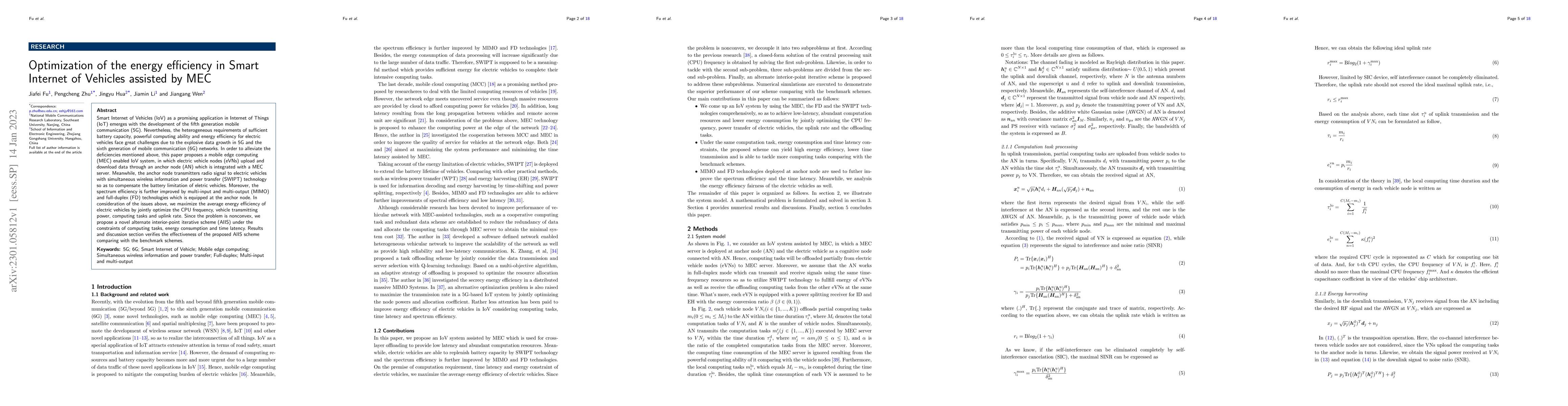 Thumbnail for Optimization of the energy efficiency in Smart Internet of Vehicles
  assisted by MEC