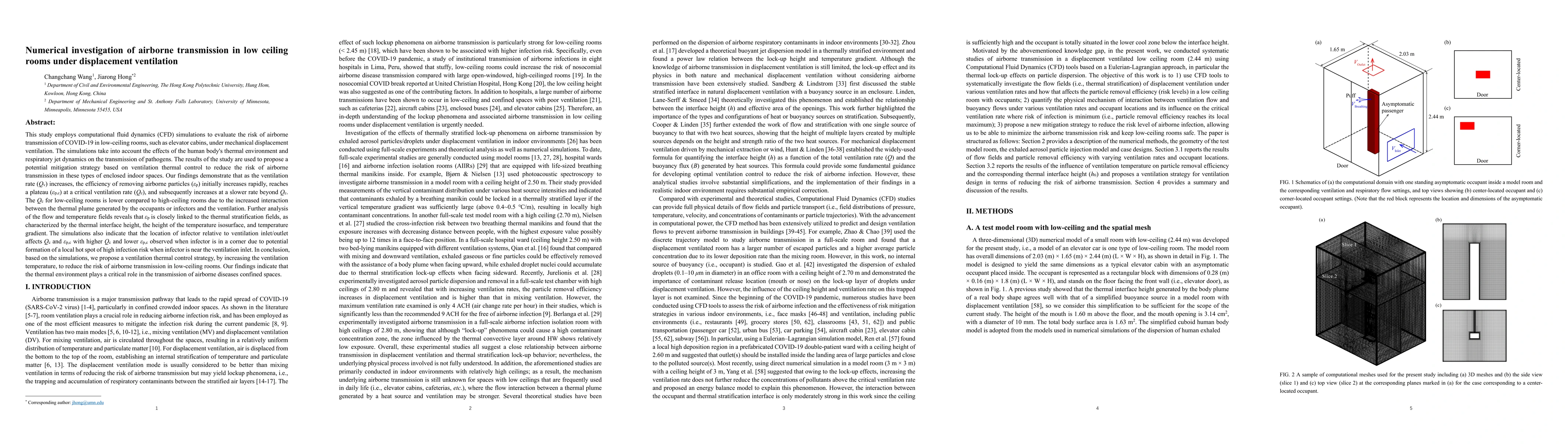 Thumbnail for Numerical investigation of airborne transmission in low-ceiling rooms
  under displacement ventilation