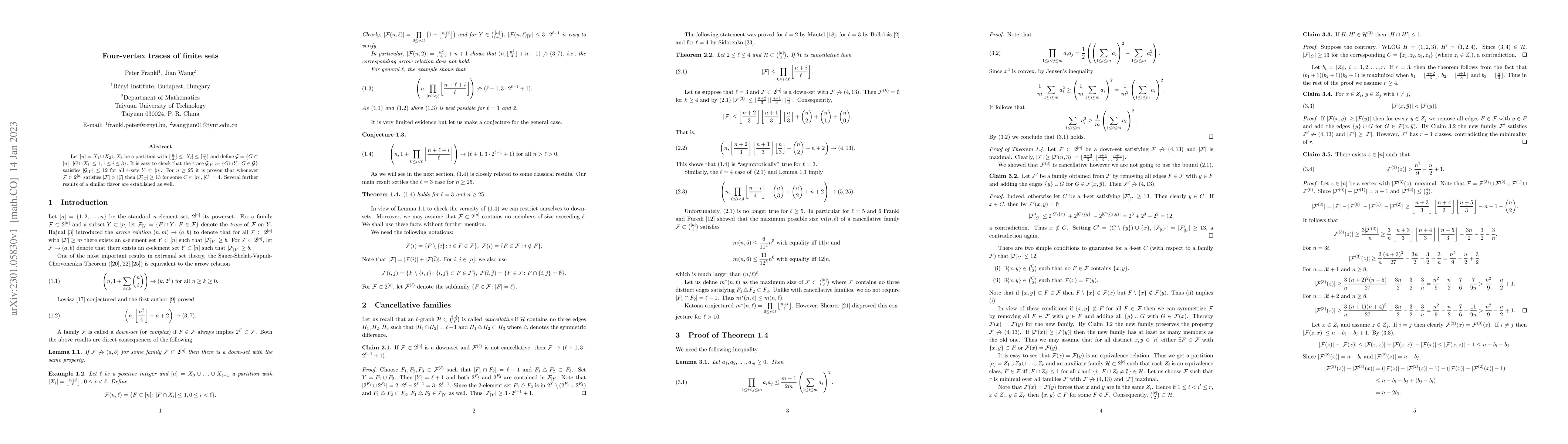 Thumbnail for Four-vertex traces of finite sets