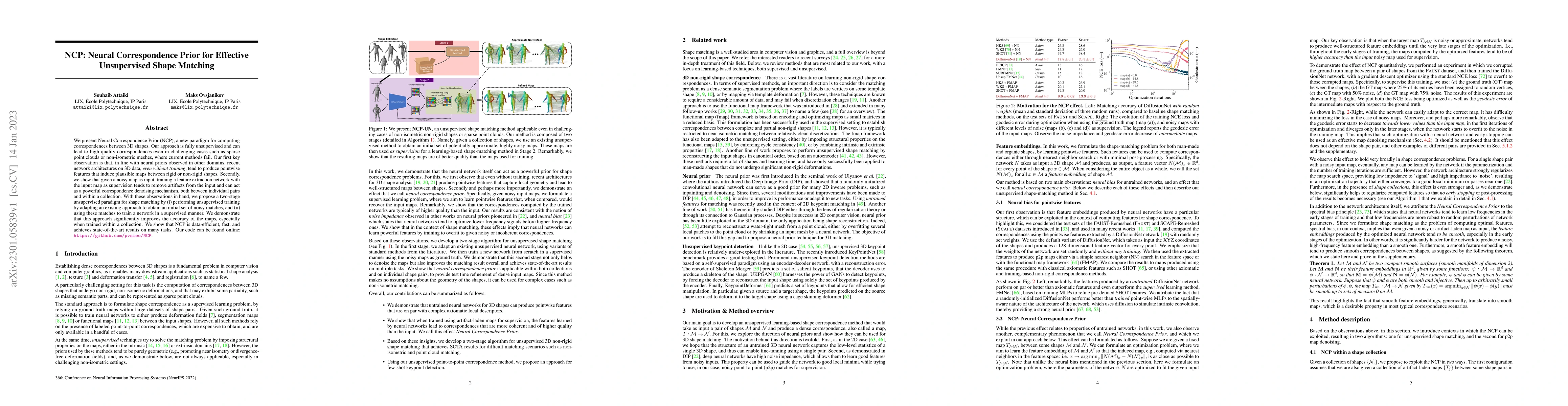 Thumbnail for NCP: Neural Correspondence Prior for Effective Unsupervised Shape
  Matching