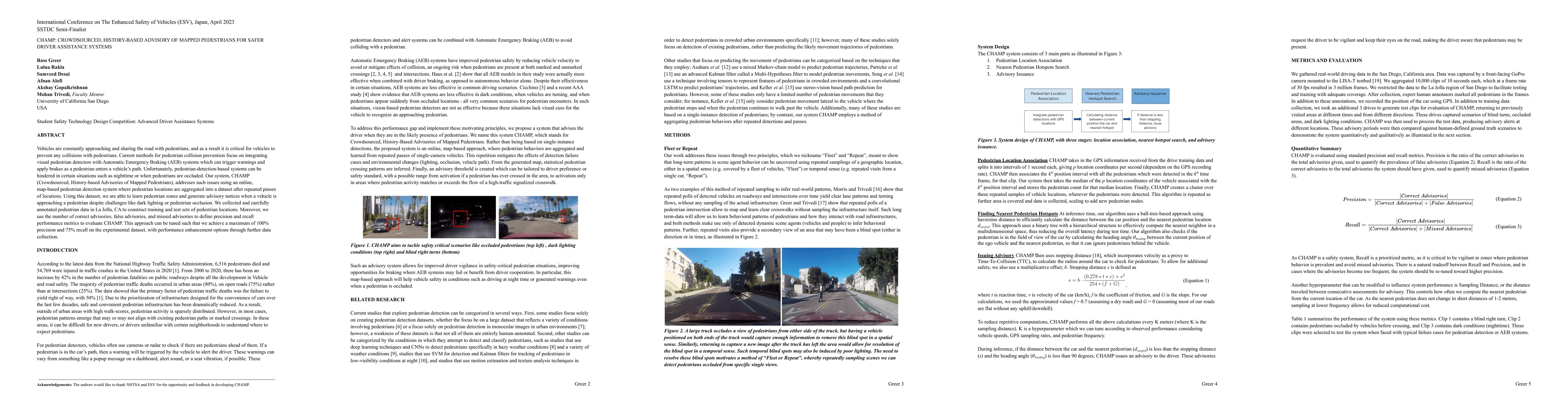 Thumbnail for CHAMP: Crowdsourced, History-Based Advisory of Mapped Pedestrians for
  Safer Driver Assistance Systems