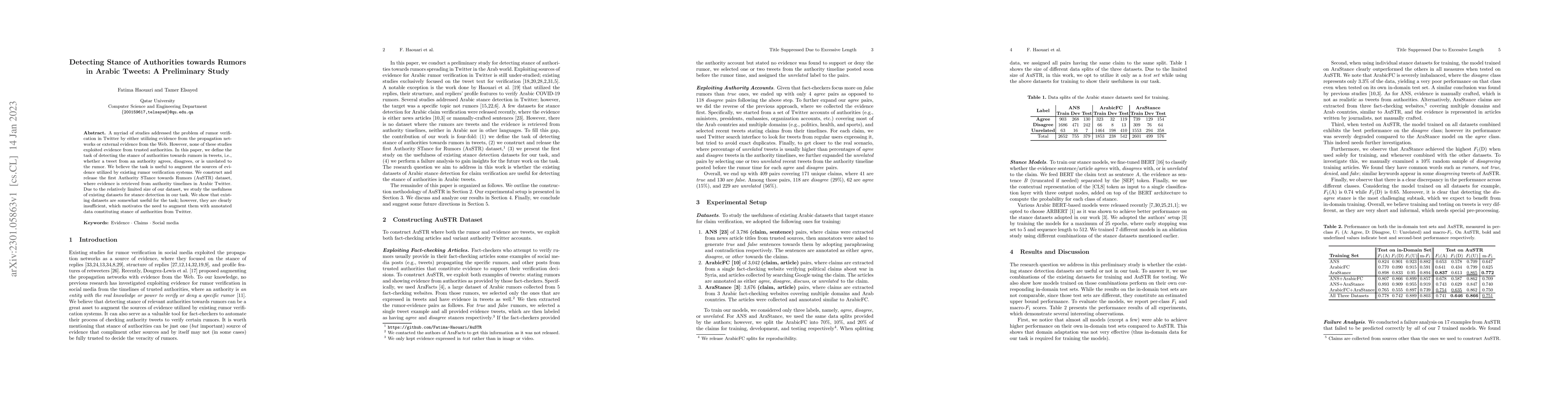 Thumbnail for Detecting Stance of Authorities towards Rumors in Arabic Tweets: A
  Preliminary Study