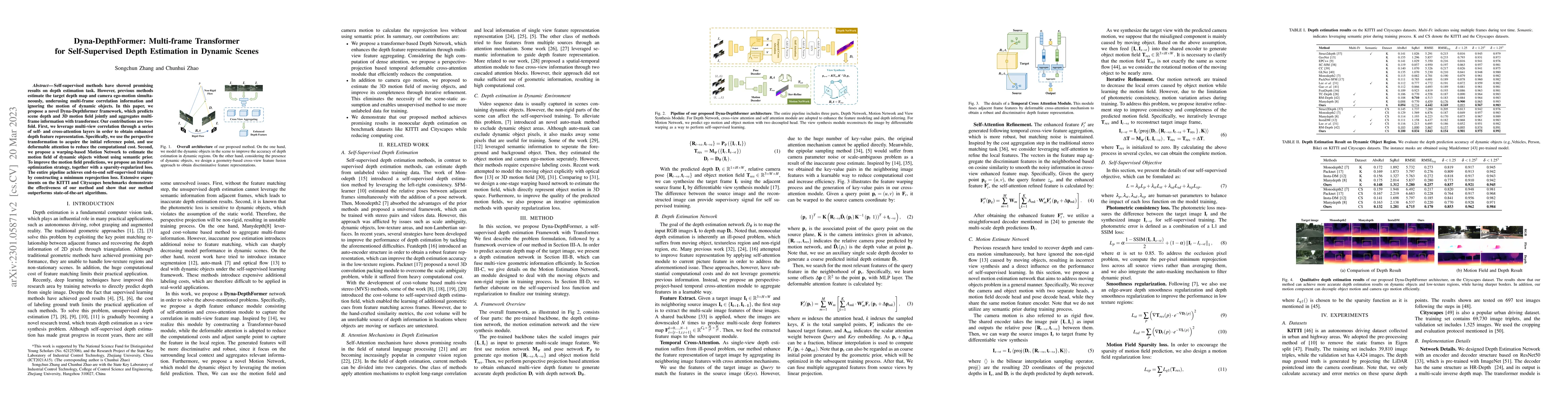 Thumbnail for Dyna-DepthFormer: Multi-frame Transformer for Self-Supervised Depth
  Estimation in Dynamic Scenes