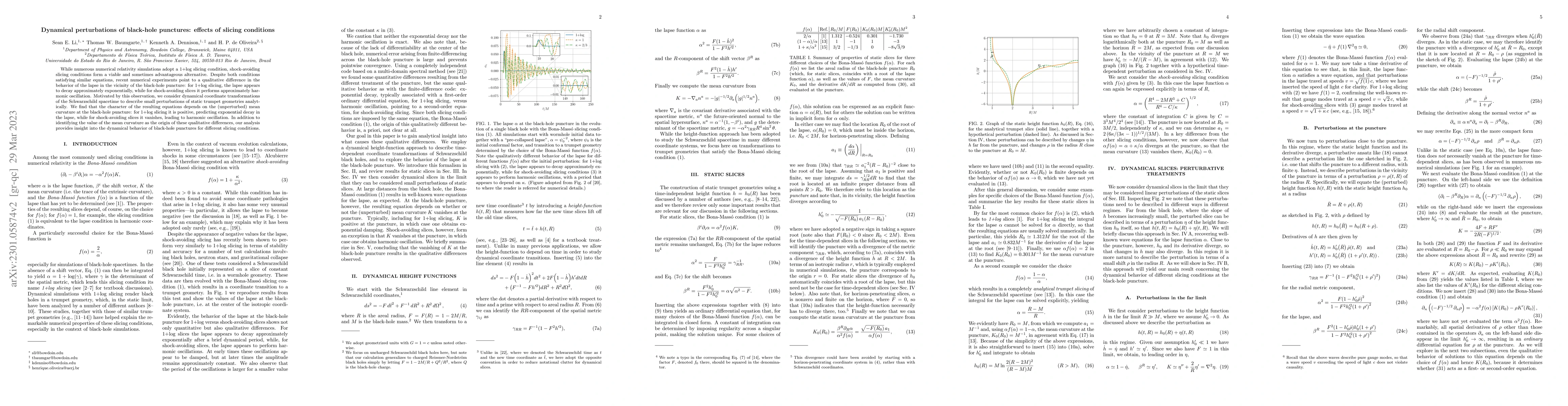 Thumbnail for Dynamical perturbations of black-hole punctures: effects of slicing
  conditions