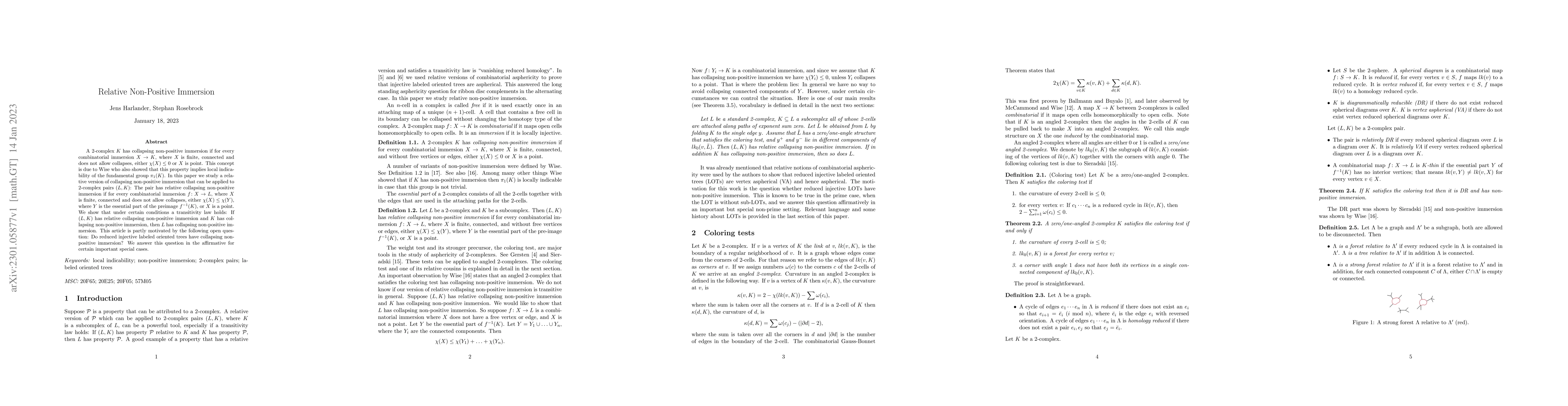 Thumbnail for Relative Non-Positive Immersion