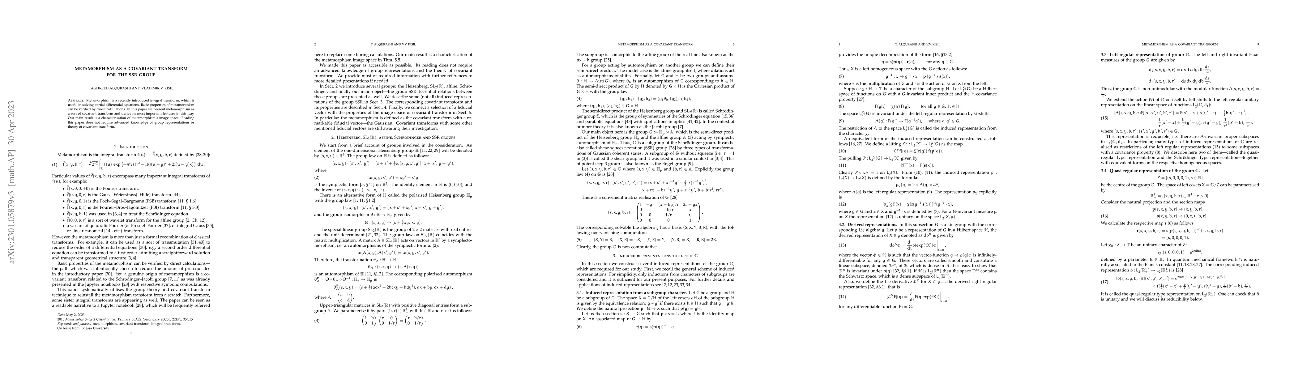 Thumbnail for Metamorphism as a covariant transform for the SSR group