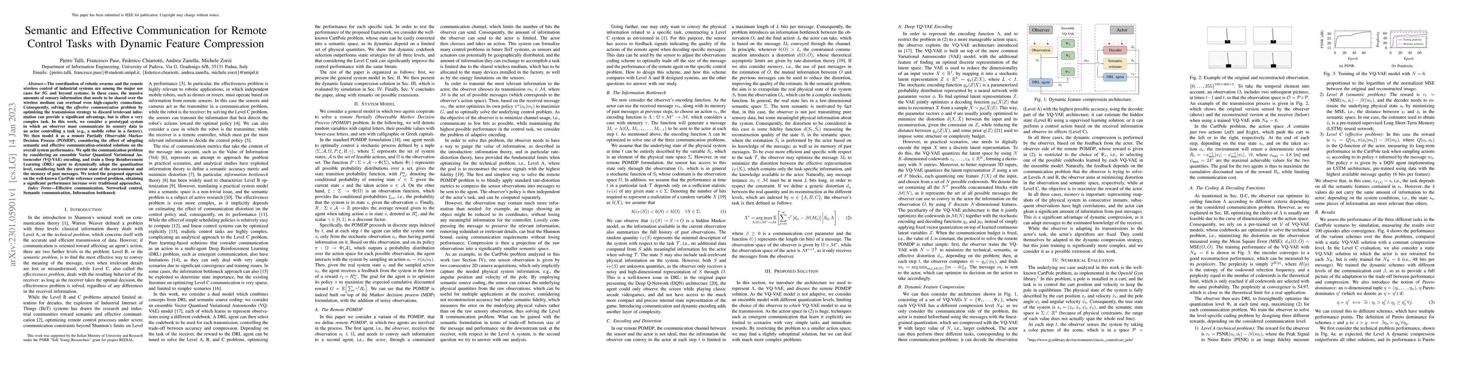 Thumbnail for Semantic and Effective Communication for Remote Control Tasks with
  Dynamic Feature Compression
