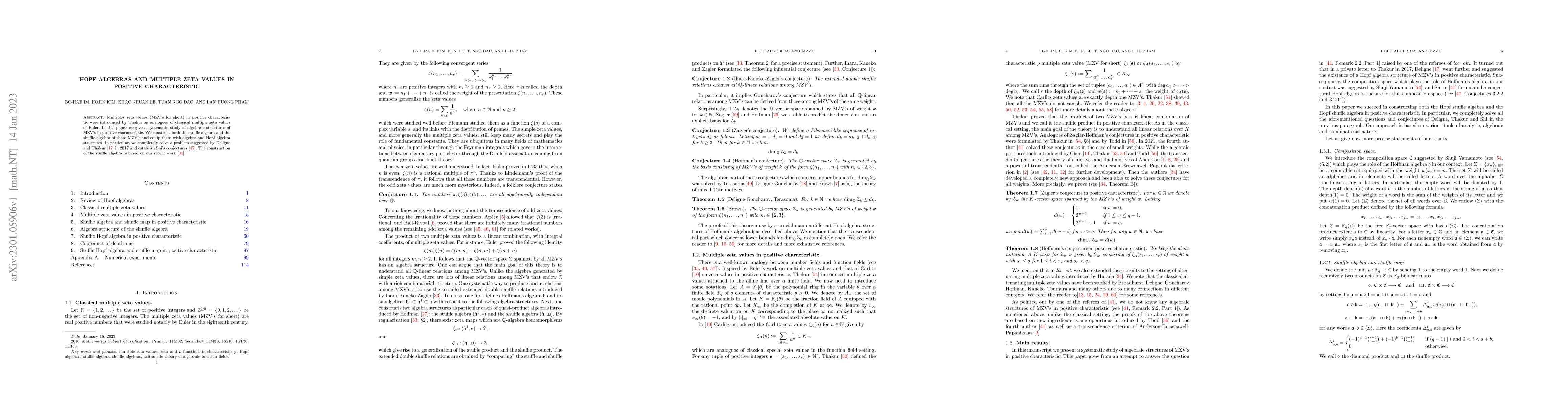 Thumbnail for Hopf algebras and multiple zeta values in positive characteristic