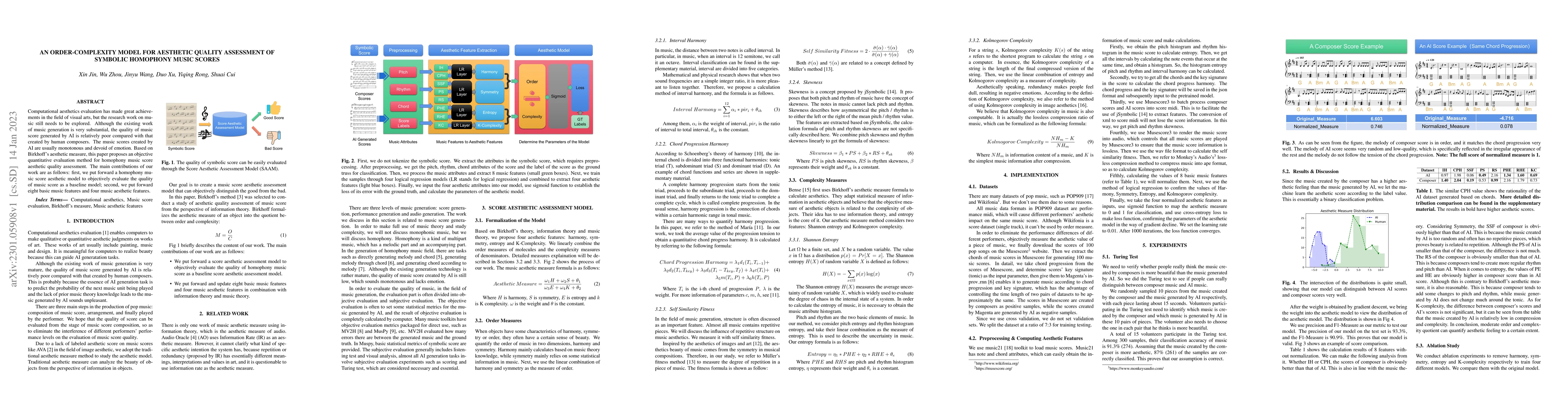 Thumbnail for An Order-Complexity Model for Aesthetic Quality Assessment of Symbolic
  Homophony Music Scores