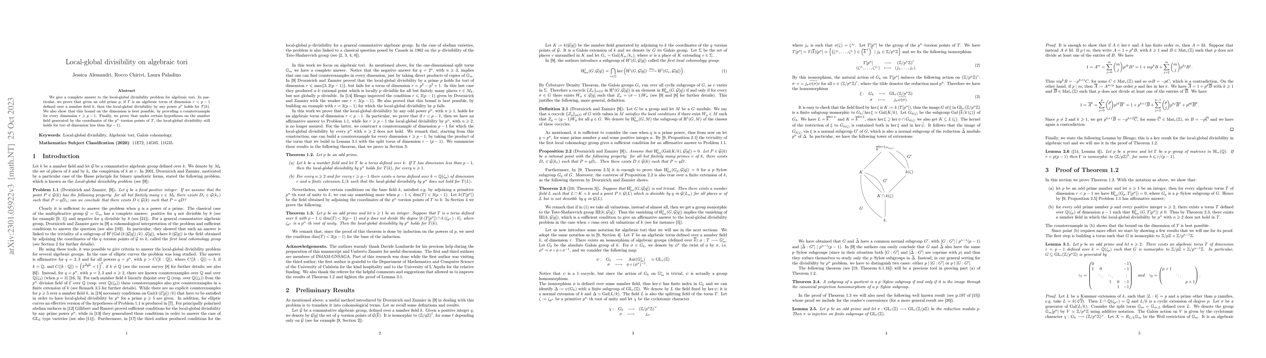 Thumbnail for Local-global divisibility on algebraic tori