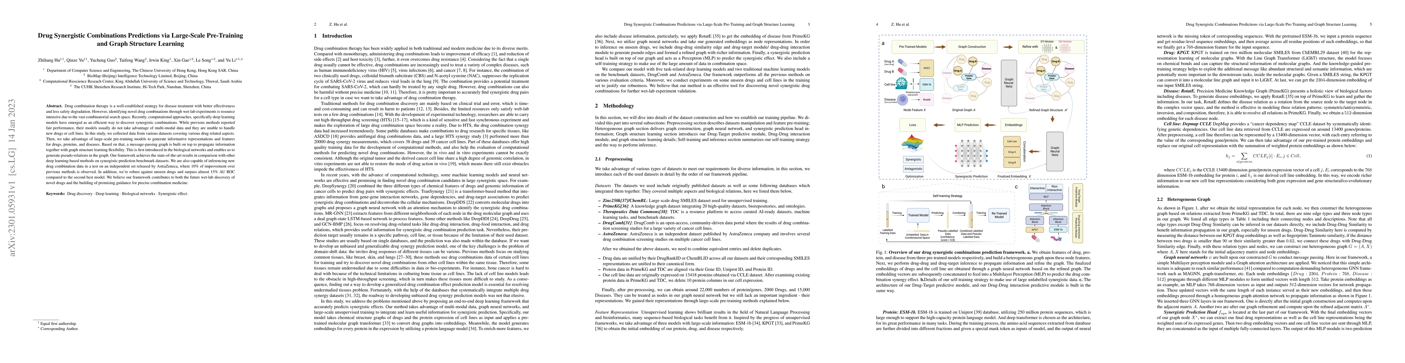 Thumbnail for Drug Synergistic Combinations Predictions via Large-Scale Pre-Training
  and Graph Structure Learning