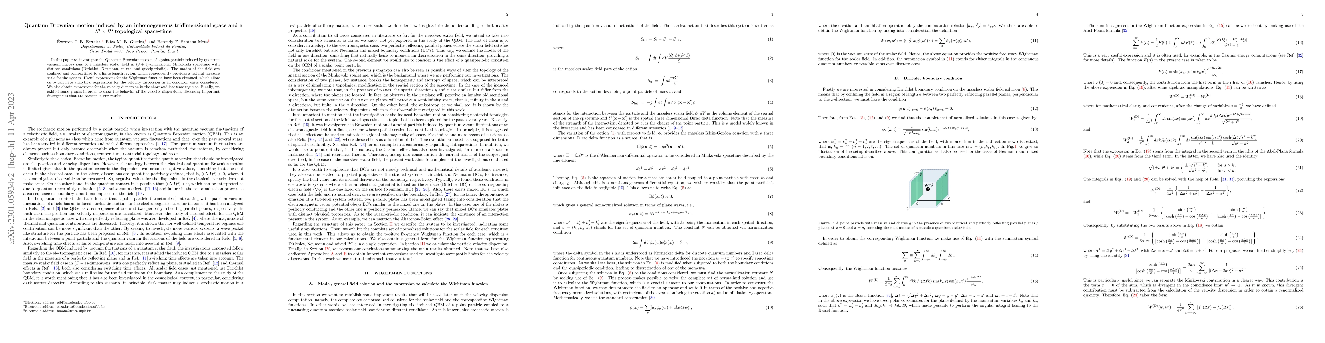 Thumbnail for Quantum Brownian motion induced by an inhomogeneous tridimensional space
  and a $S^1\times R^3$ topological space-time