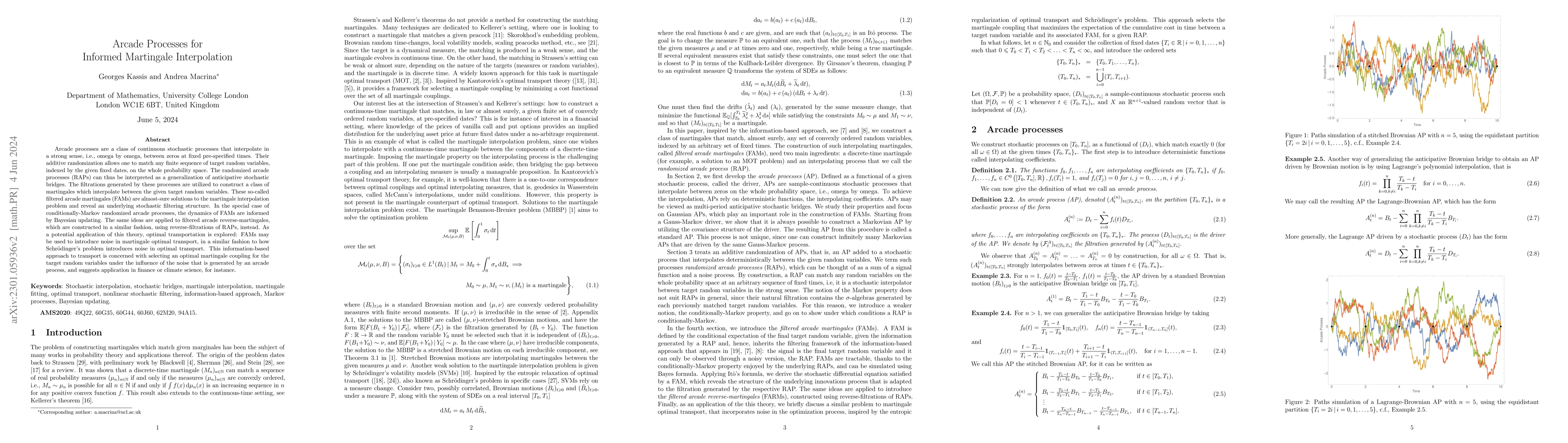 Thumbnail for Arcade Processes for Informed Martingale Interpolation