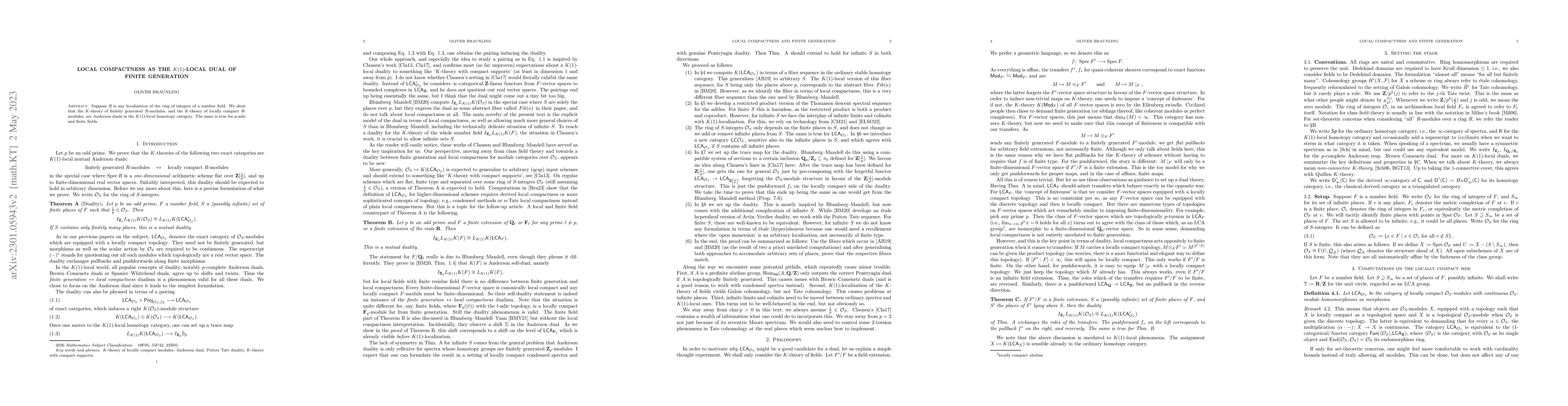 Thumbnail for Local compactness as the K(1)-local dual of finite generation