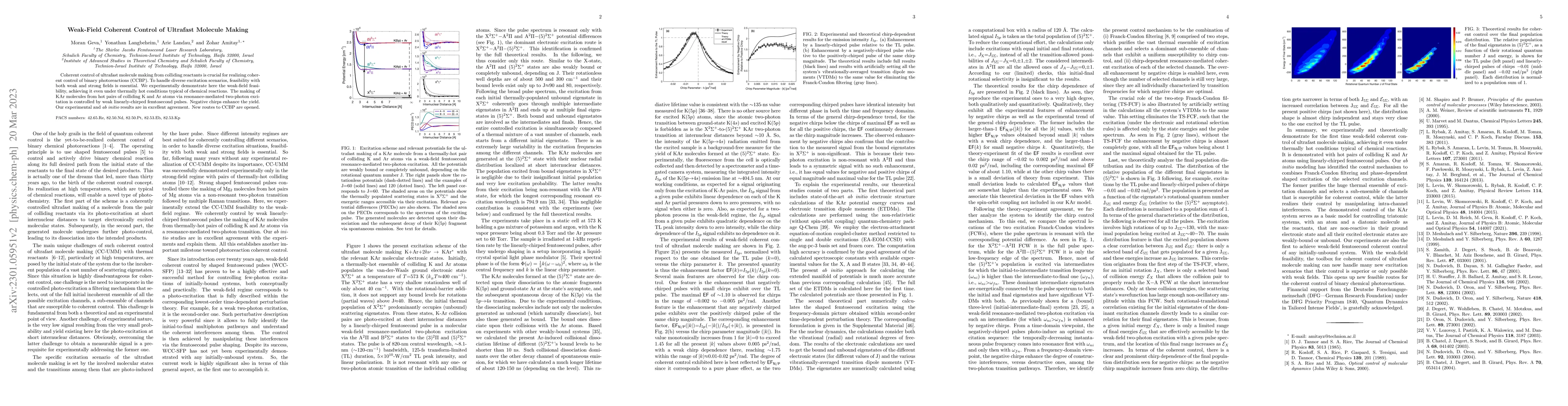 Thumbnail for Weak-Field Coherent Control of Ultrafast Molecule Making
