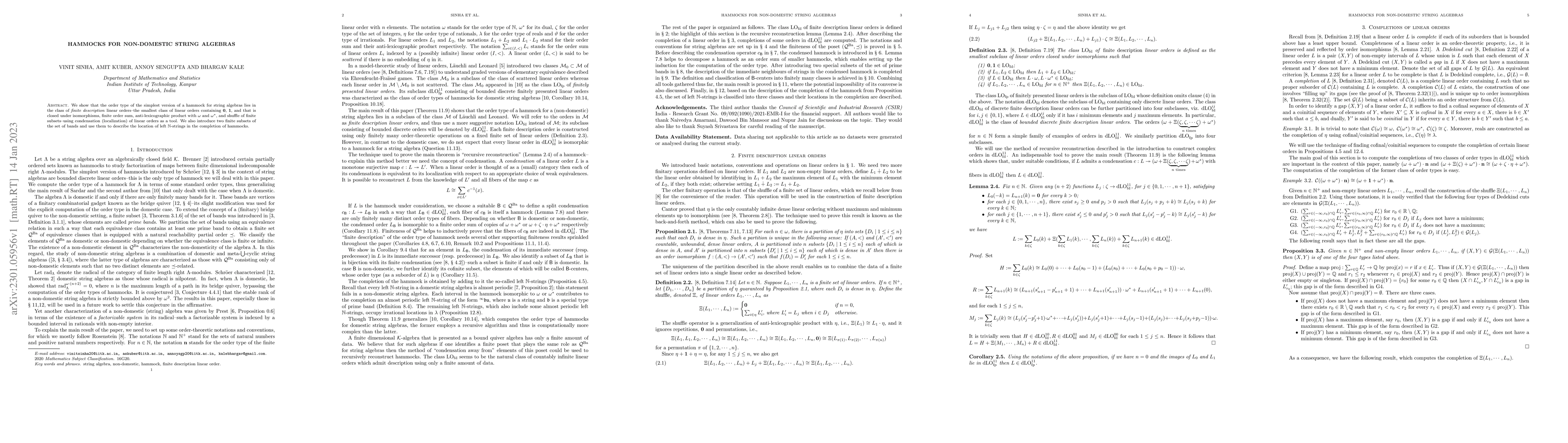 Thumbnail for Hammocks for non-domestic string algebras
