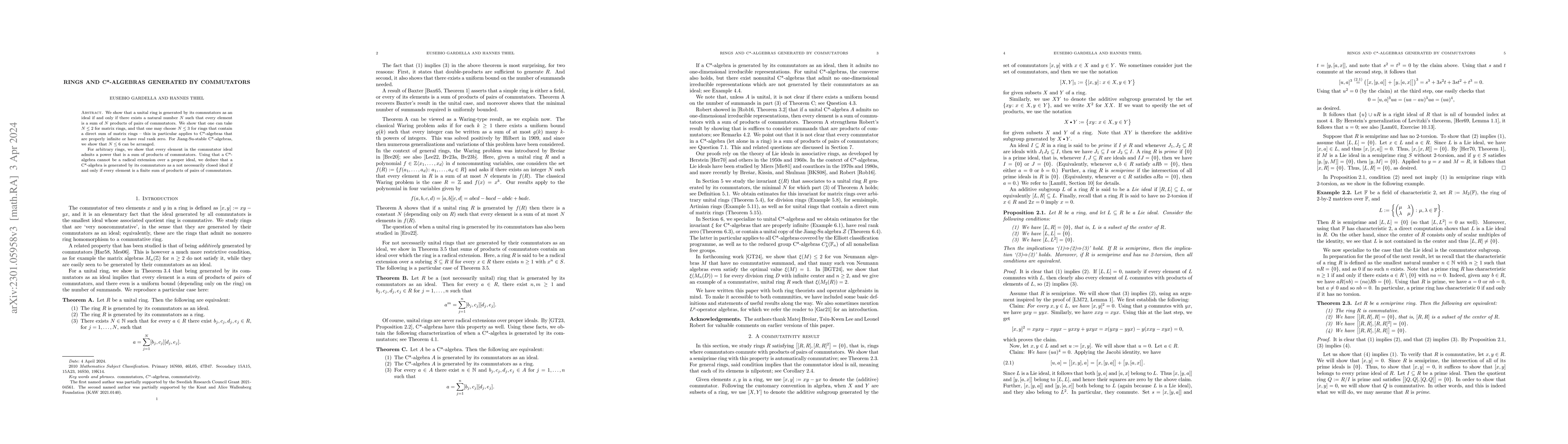 Thumbnail for Rings and C*-algebras generated by commutators