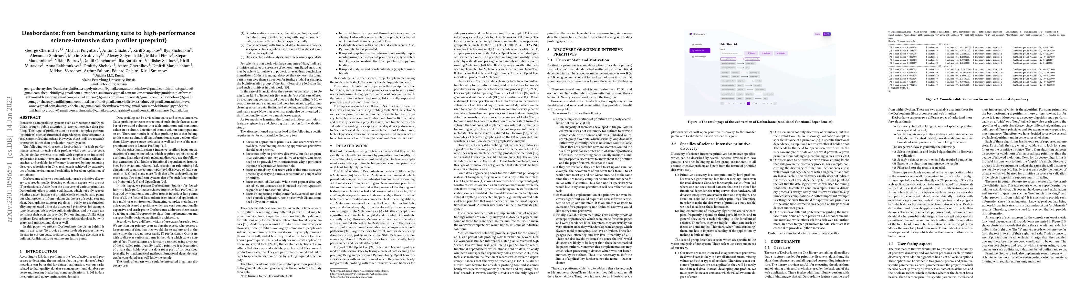 Thumbnail for Desbordante: from benchmarking suite to high-performance
  science-intensive data profiler (preprint)