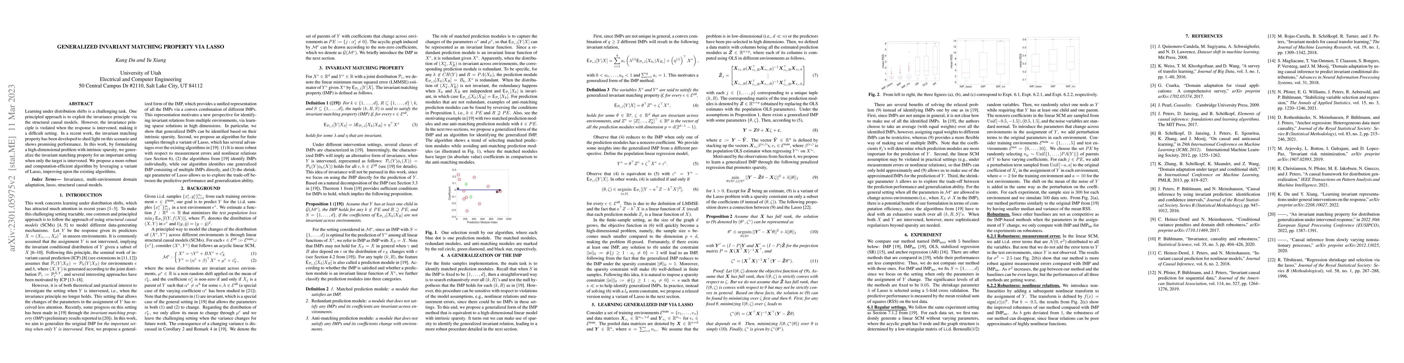 Thumbnail for Generalized Invariant Matching Property via LASSO