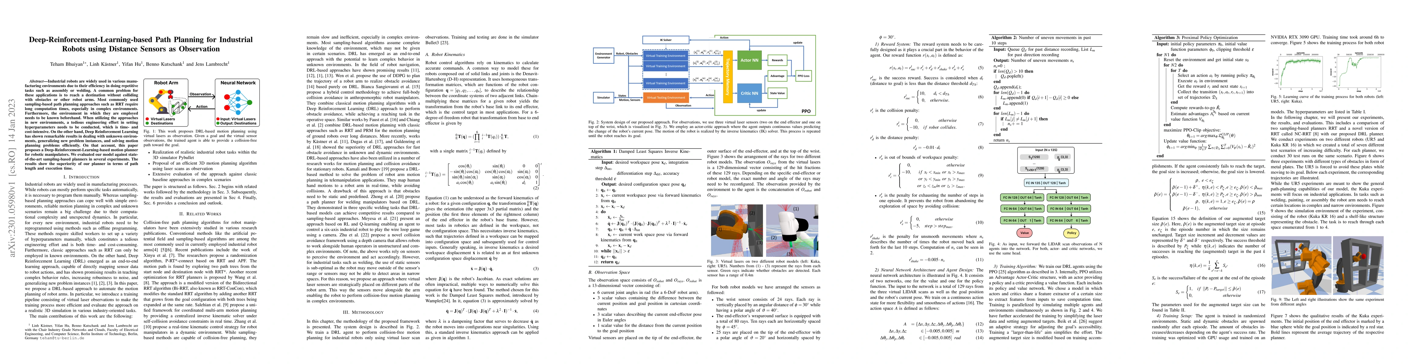 Thumbnail for Deep-Reinforcement-Learning-based Path Planning for Industrial Robots
  using Distance Sensors as Observation