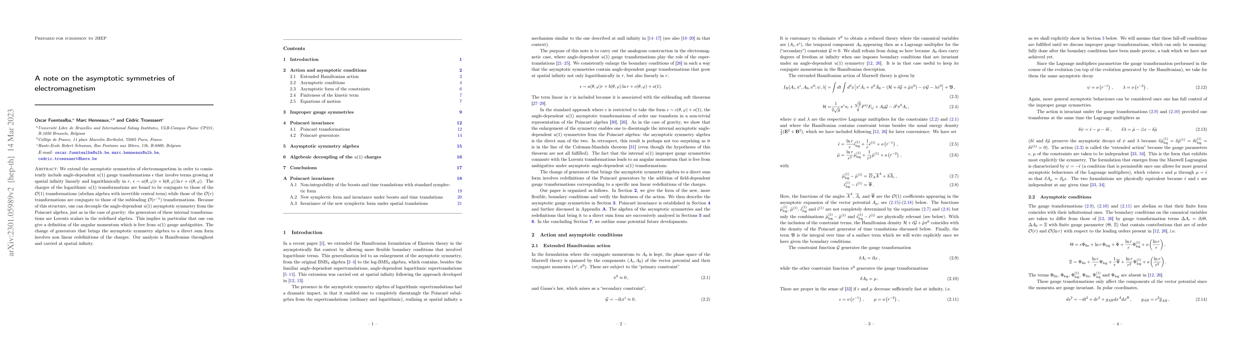 Thumbnail for A note on the asymptotic symmetries of electromagnetism