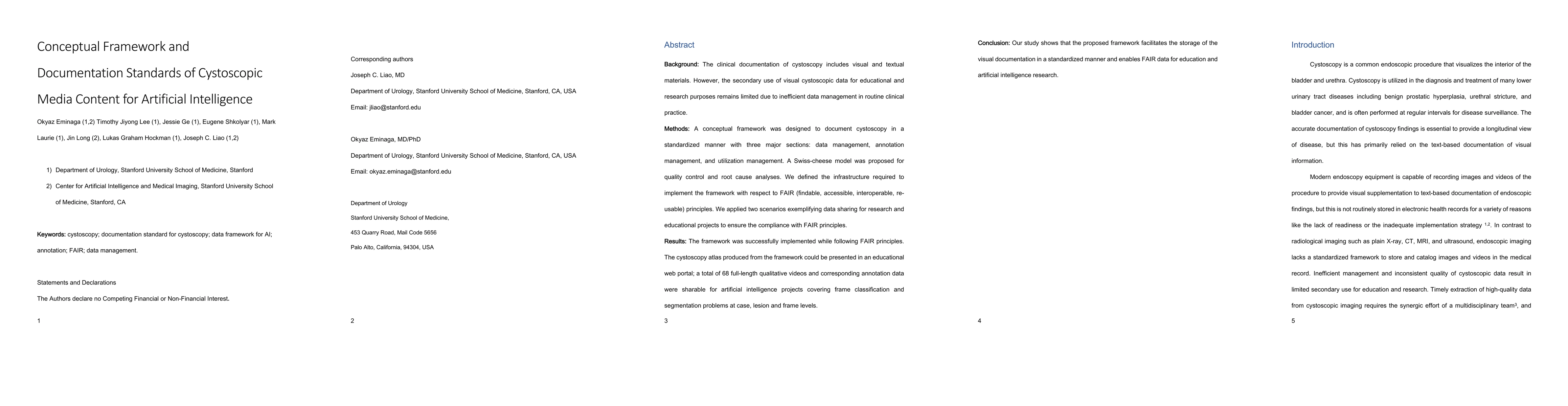 Thumbnail for Conceptual Framework and Documentation Standards of Cystoscopic Media
  Content for Artificial Intelligence