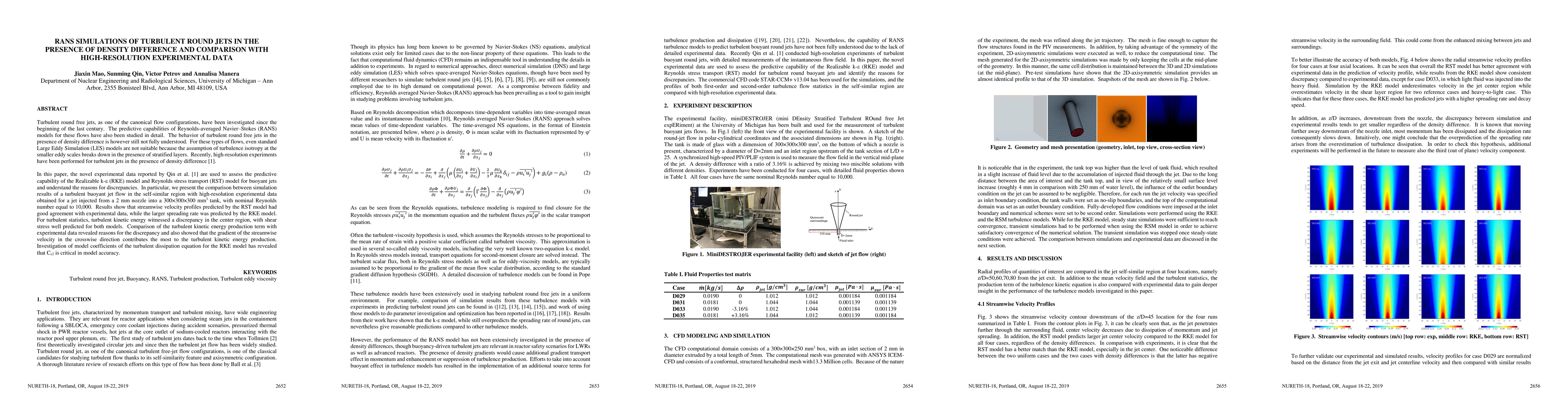 Thumbnail for RANS Simulations of Turbulent Round Jets in the Presence of Density
  Difference and Comparison with High-Resolution Experimental Data