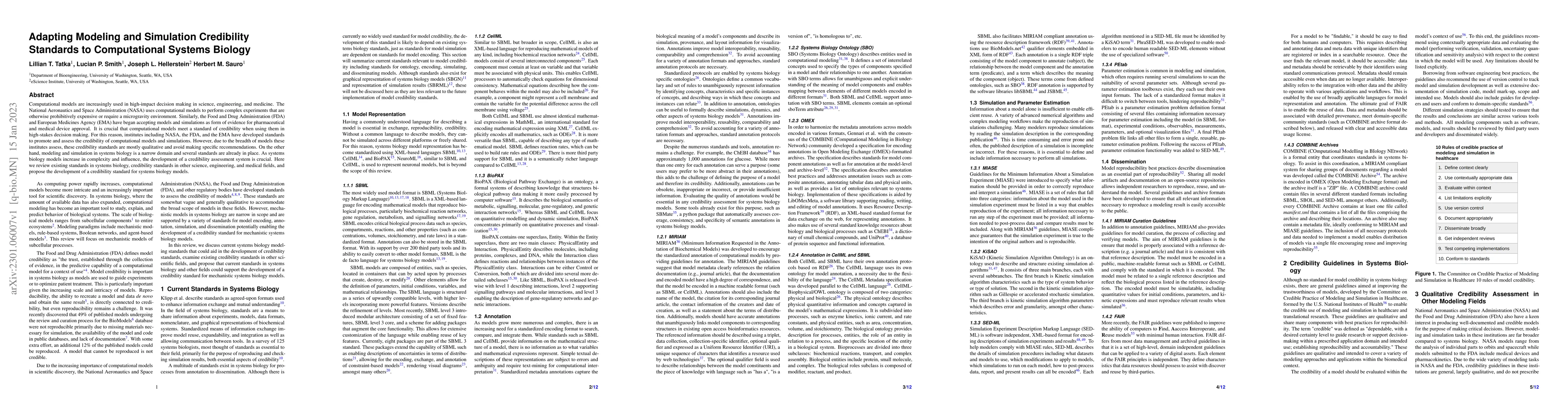 Thumbnail for Adapting Modeling and Simulation Credibility Standards to Computational
  Systems Biology