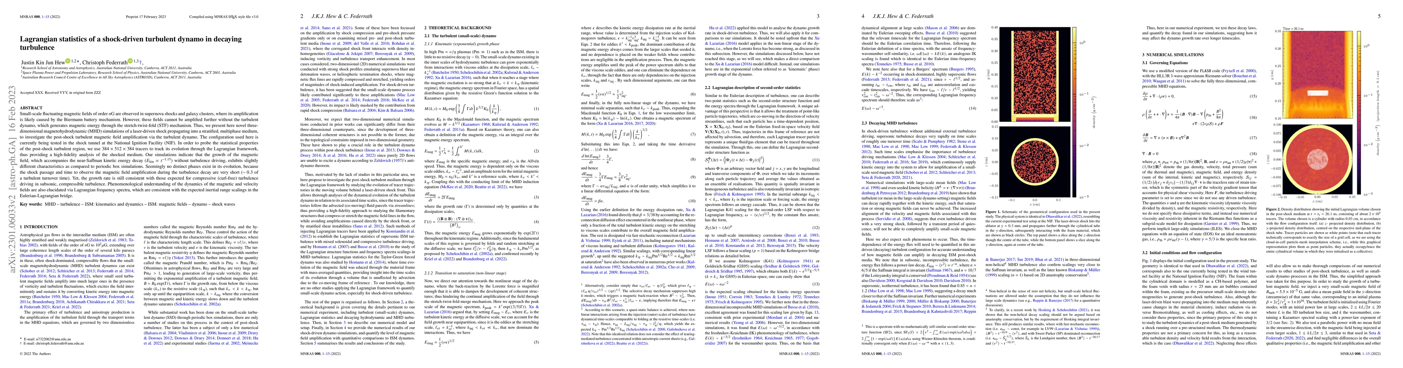 Thumbnail for Lagrangian statistics of a shock-driven turbulent dynamo in decaying
  turbulence
