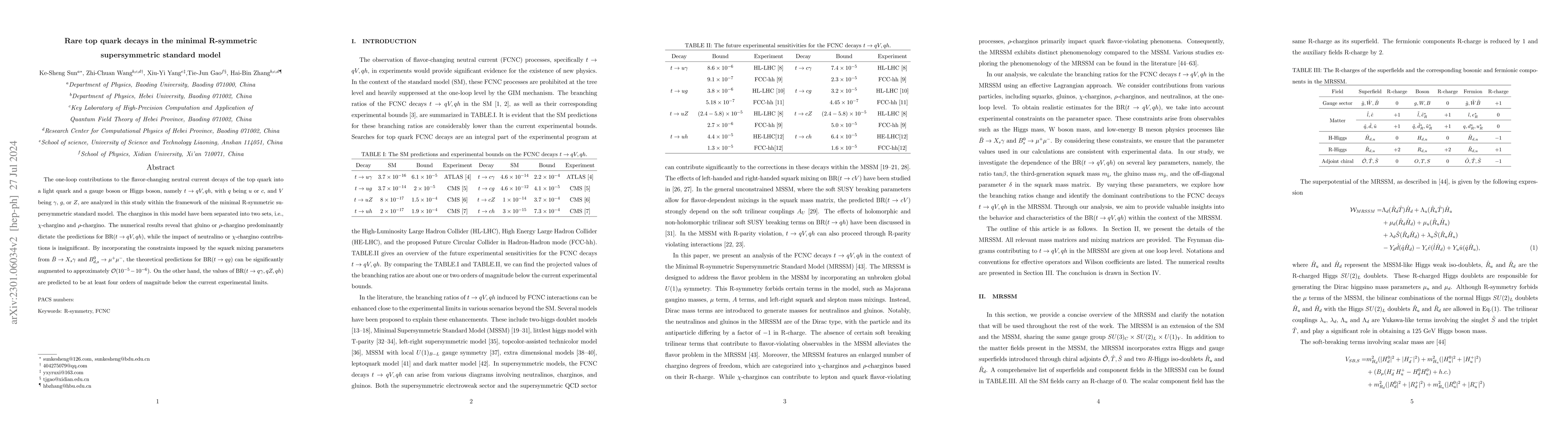 Thumbnail for Rare top quark decays in the minimal R-symmetric supersymmetric standard
  model