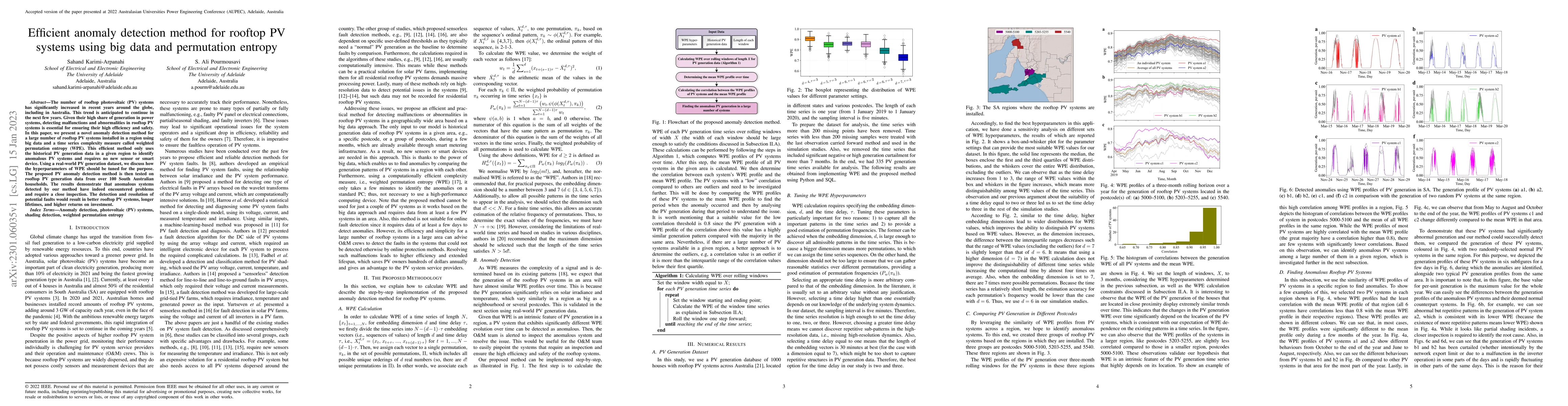 Thumbnail for Efficient anomaly detection method for rooftop PV systems using big data
  and permutation entropy