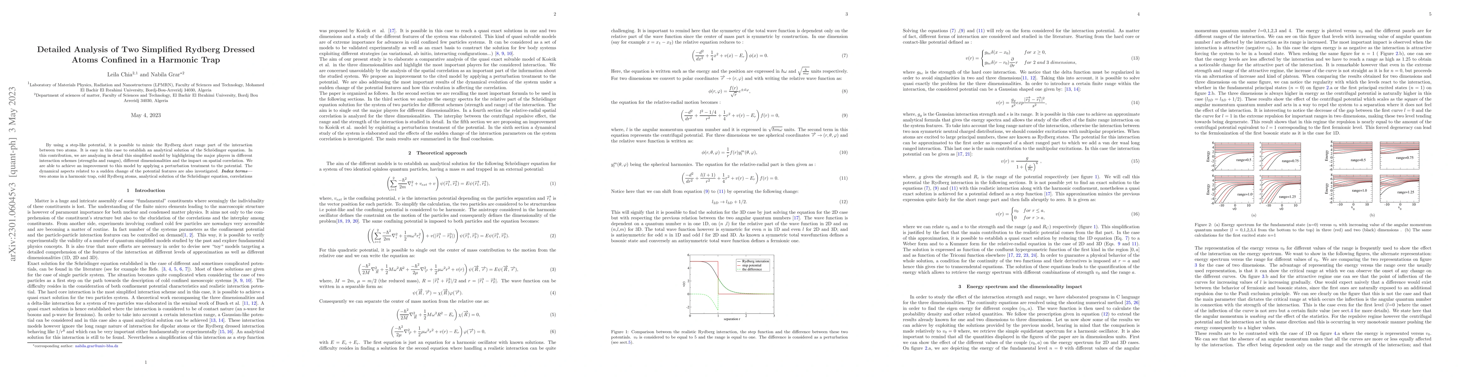 Thumbnail for Detailed analysis of two simplified Rydberg dressed atoms confined in a
  harmonic trap