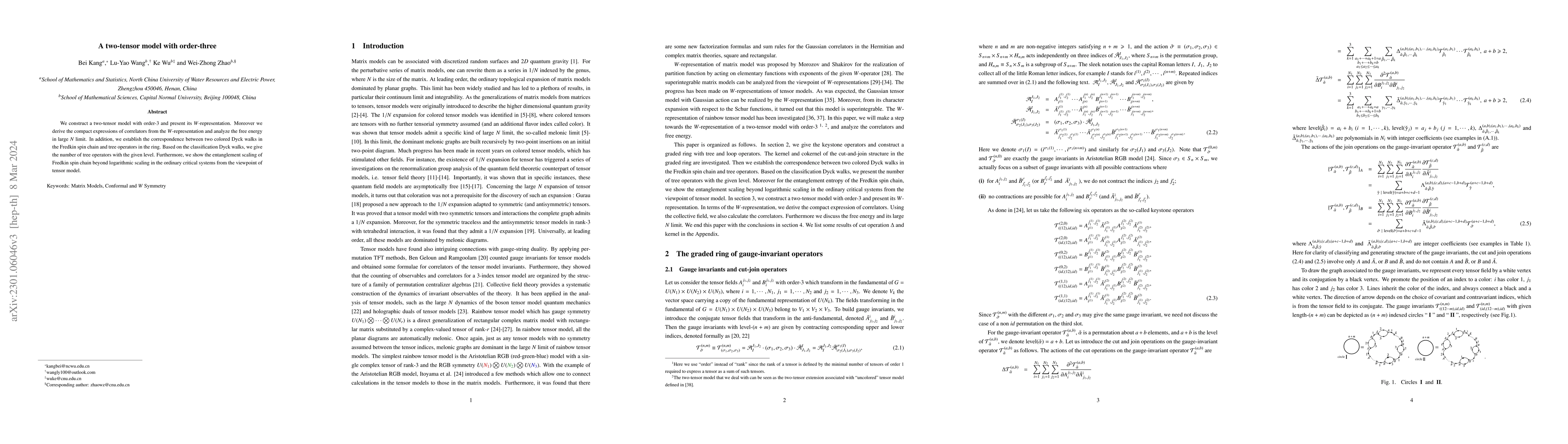 Thumbnail for A two-tensor model with order-three