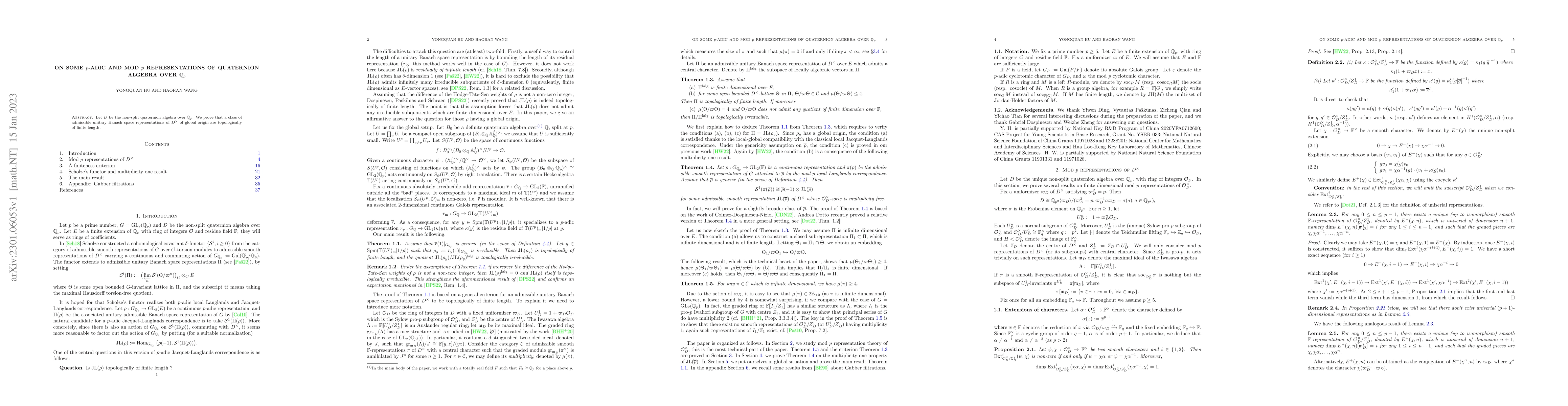 Thumbnail for On some $p$-adic and mod $p$ representations of quaternion algebra over
  $\mathbb{Q}_p$